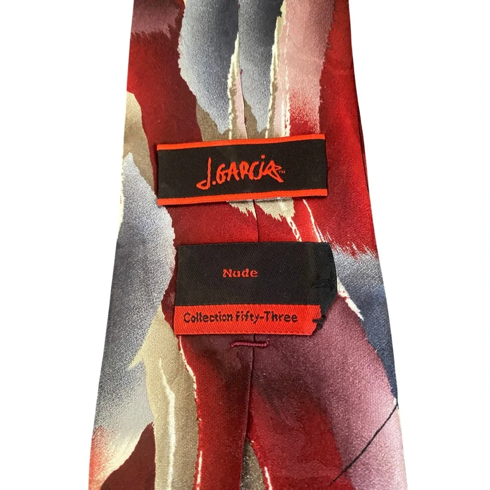 J. Garcia Mens Silk Tie Collection 53 Nude Abstract‎ Red Grey Swirl Necktie